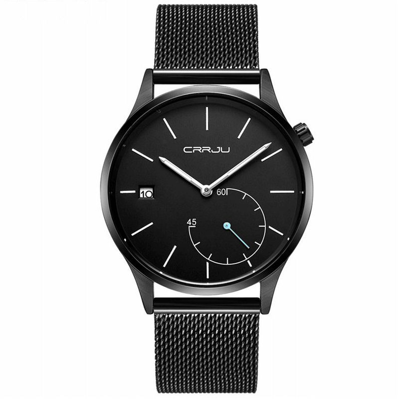 Crrju 2129 Casual Calendar Læderrem Working-Dials Herrearmbåndsur Quartz ur