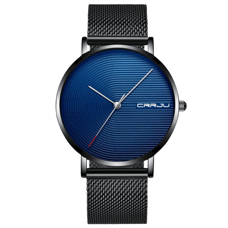 Crrju 2164 Fuld Stålrem Modelegering Case Simple Blue Dial Herreur Quartz ur