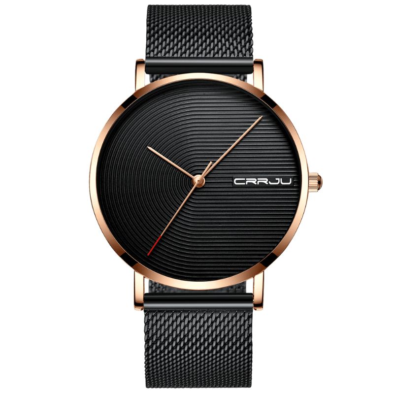 Crrju 2164 Fuld Stålrem Modelegering Case Simple Blue Dial Herreur Quartz ur