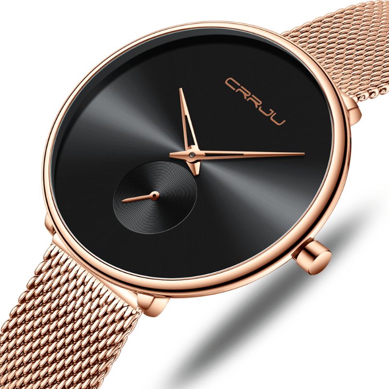 Crrju 2165 Mode Fuld Stålrem Casual Simple Dial Luksus Kvinder Quartz ur