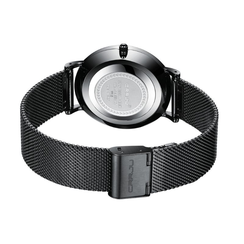 Crrju 2216 Business Style Mænd Armbåndsur Dato Vis Analog Fuld Steel Quartz ur