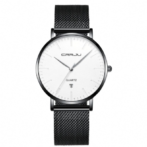 Crrju 2269 Mænd Fuldt Stål Simple Dial Dato Display Quartz ur