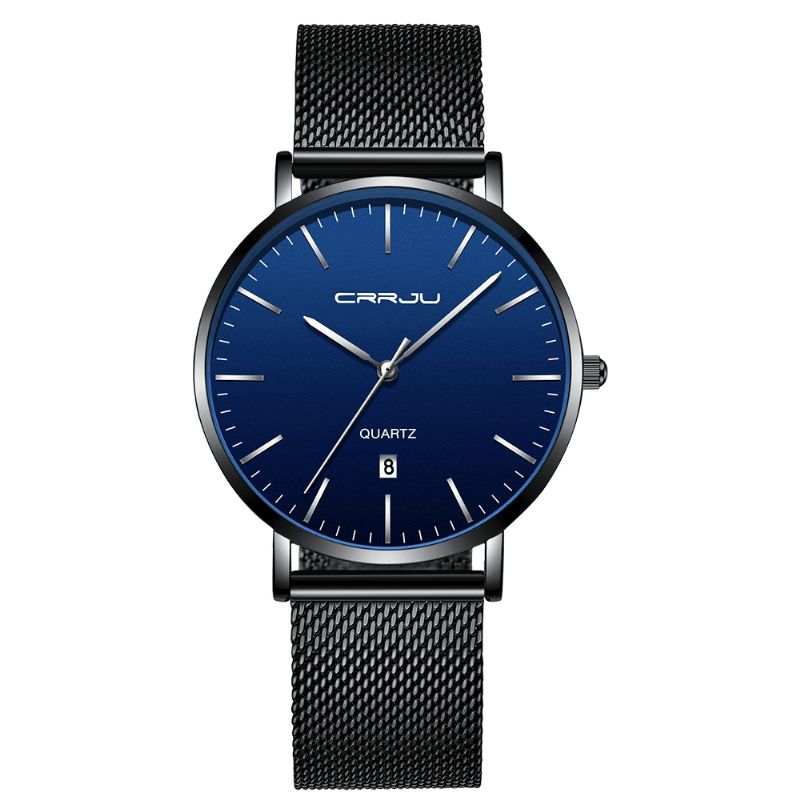 Crrju 2270 Mænd Simple Dial Business Style Mode Fuld Stålrem Quartz ur