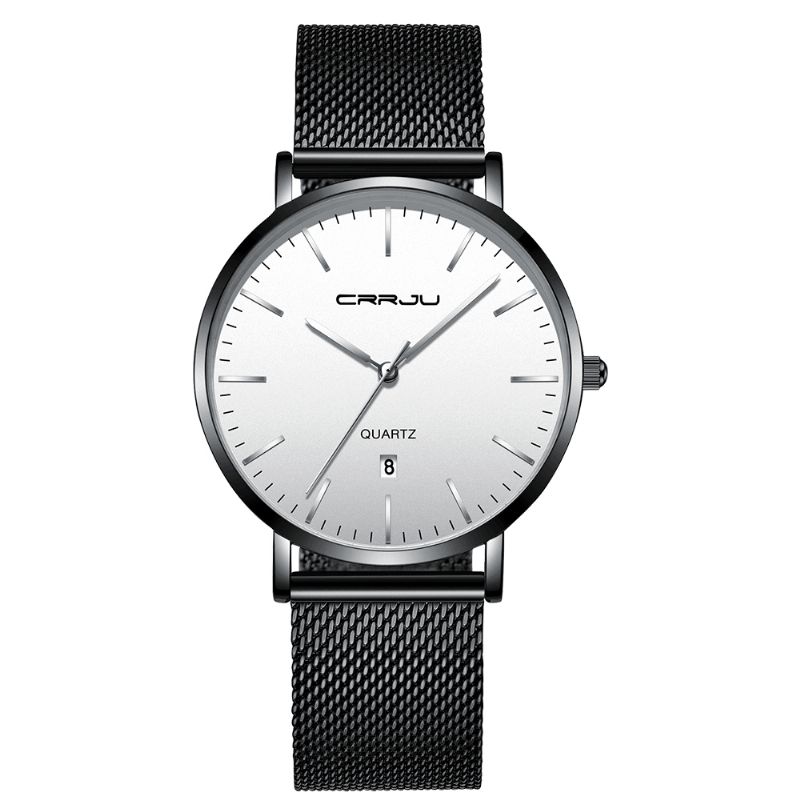 Crrju 2270 Mænd Simple Dial Business Style Mode Fuld Stålrem Quartz ur