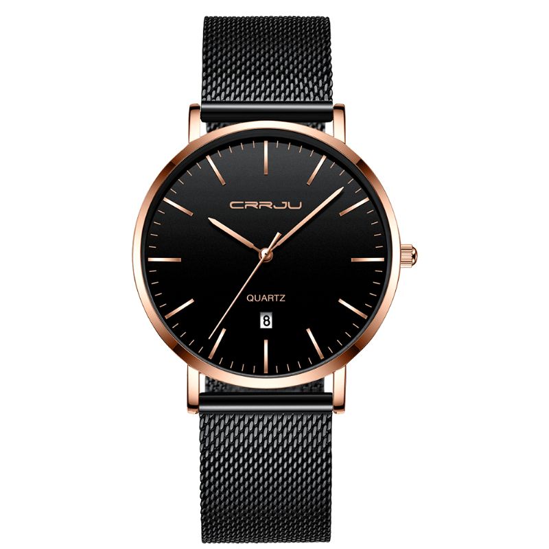 Crrju 2270 Mænd Simple Dial Business Style Mode Fuld Stålrem Quartz ur