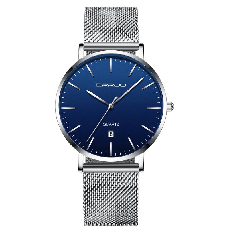 Crrju 2270 Mænd Simple Dial Business Style Mode Fuld Stålrem Quartz ur