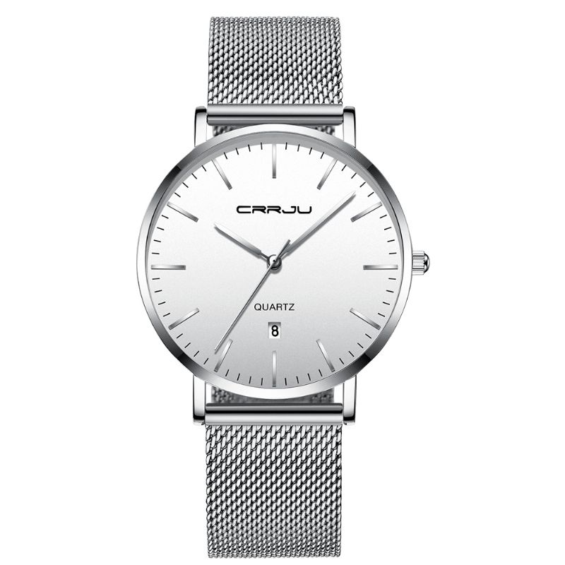 Crrju 2270 Mænd Simple Dial Business Style Mode Fuld Stålrem Quartz ur