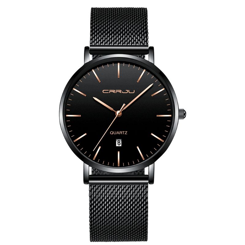 Crrju 2270 Mænd Simple Dial Business Style Mode Fuld Stålrem Quartz ur