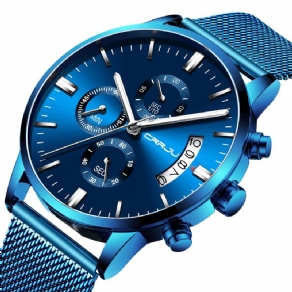 Crrju 2273 Mænd Mode Blue Dial Full Mesh Stålrem Sportur Vandtæt Quartz ur