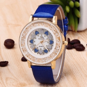 Crystal Shining Dress Dame Watch Rose Gold Case Læderrem Quartz Ure