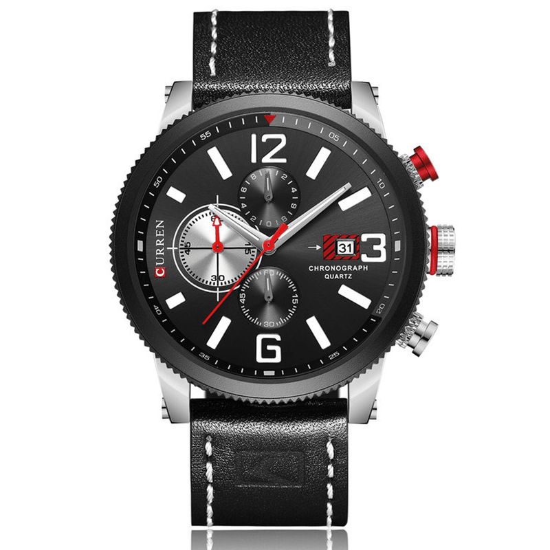 Curren 8281 Working Little Dials Chronograph Quartz ur Vandtæt Sport Herreur