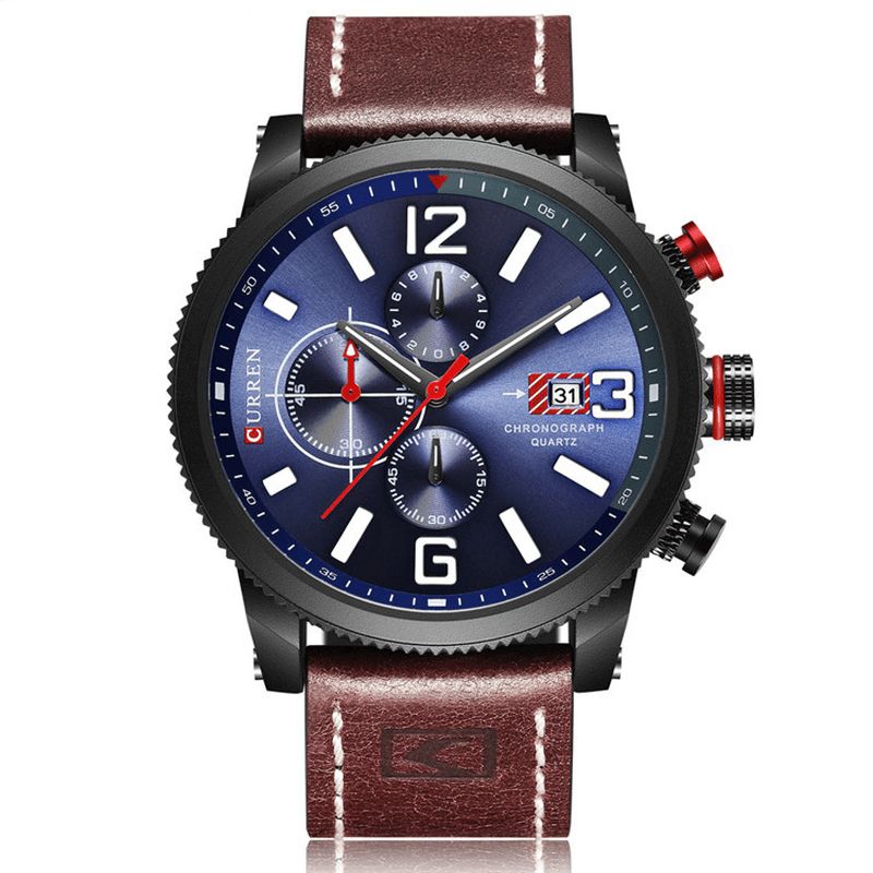 Curren 8281 Working Little Dials Chronograph Quartz ur Vandtæt Sport Herreur