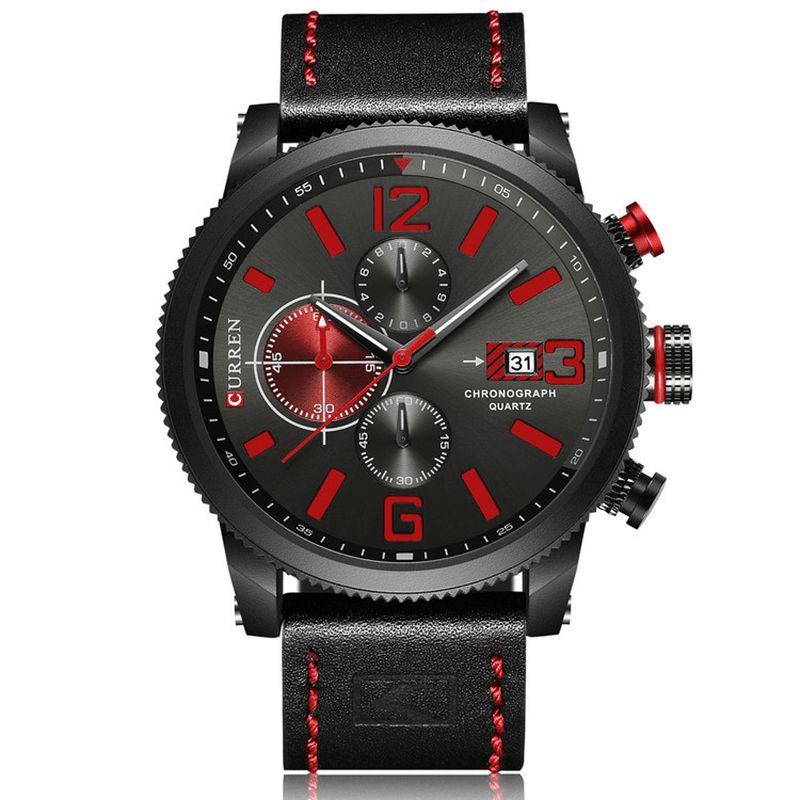 Curren 8281 Working Little Dials Chronograph Quartz ur Vandtæt Sport Herreur