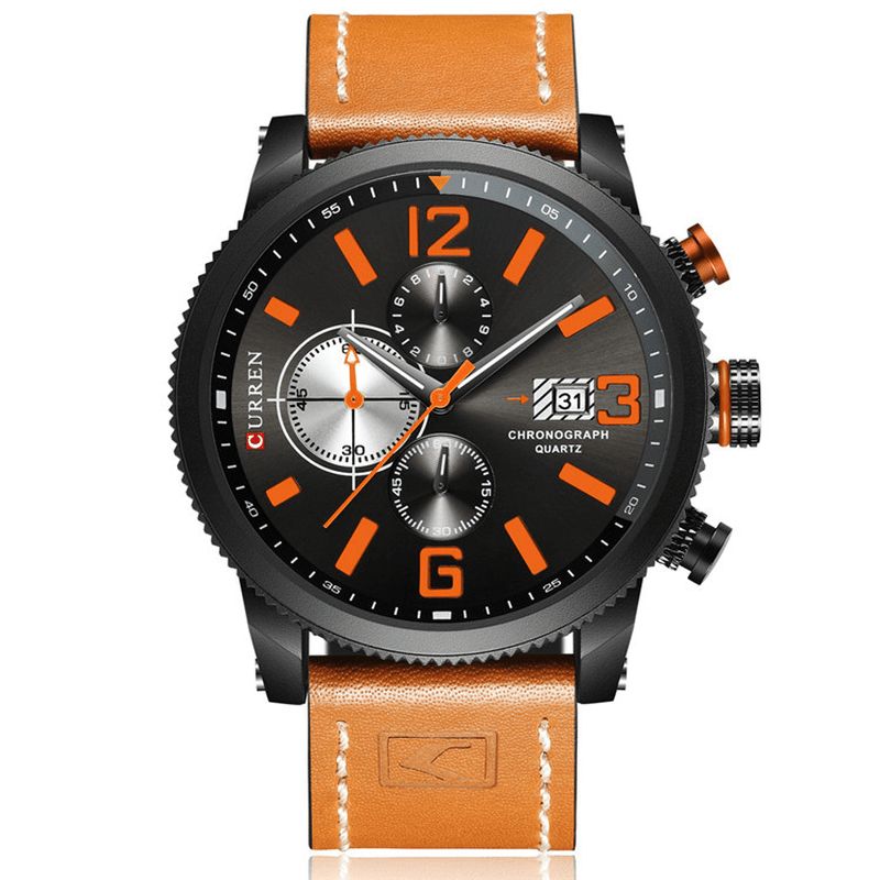 Curren 8281 Working Little Dials Chronograph Quartz ur Vandtæt Sport Herreur