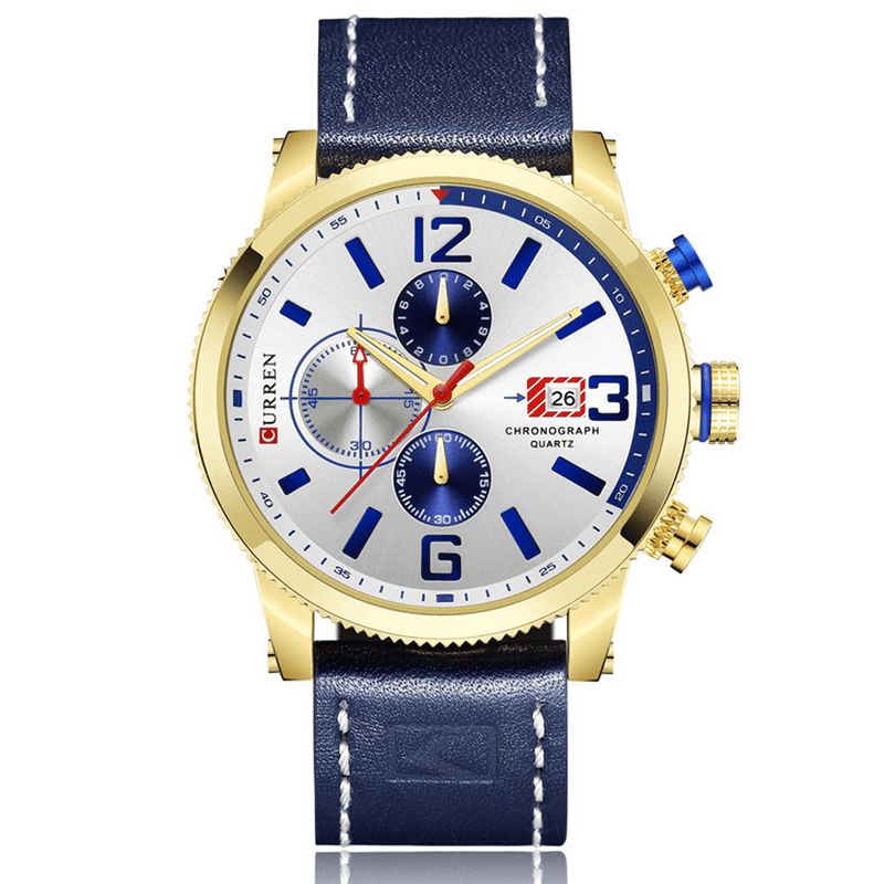 Curren 8281 Working Little Dials Chronograph Quartz ur Vandtæt Sport Herreur