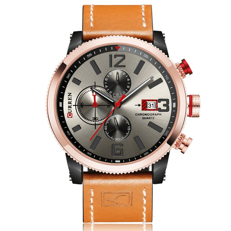 Curren 8281 Working Little Dials Chronograph Quartz ur Vandtæt Sport Herreur