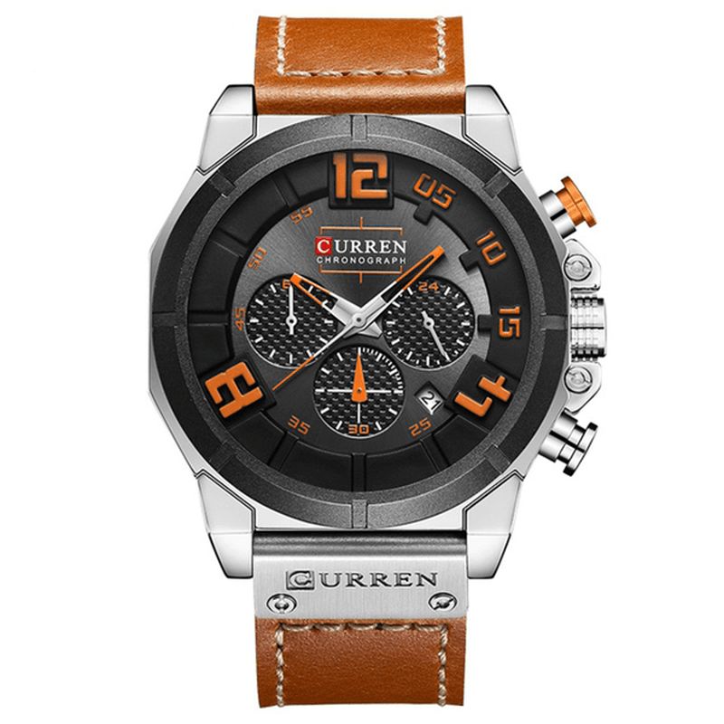 Curren 8287 Chronograph Quartz ur Display Dato Og Tid Herrearmbåndsur