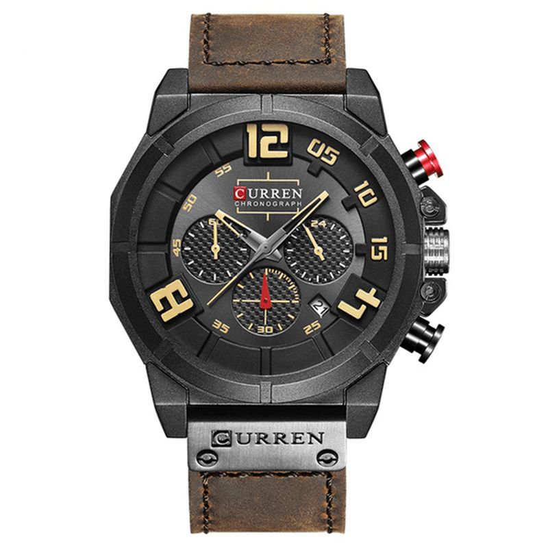 Curren 8287 Chronograph Quartz ur Display Dato Og Tid Herrearmbåndsur