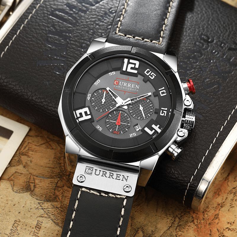 Curren 8287 Chronograph Quartz ur Display Dato Og Tid Herrearmbåndsur