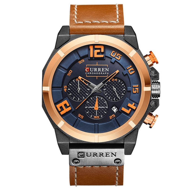 Curren 8287 Chronograph Quartz ur Display Dato Og Tid Herrearmbåndsur