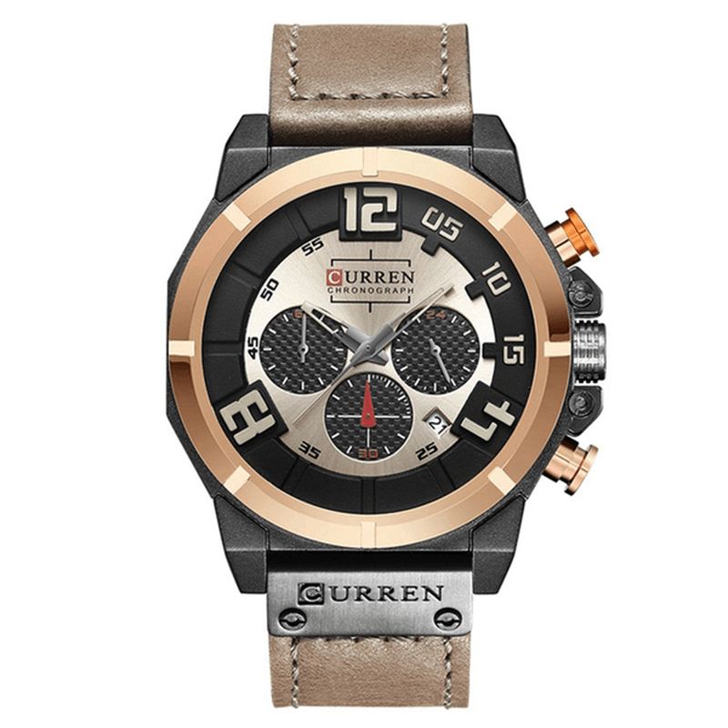 Curren 8287 Chronograph Quartz ur Display Dato Og Tid Herrearmbåndsur