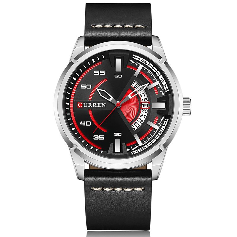 Curren 8298 Moderigtigt Dato Display Quartz ur Læderrem Sport Herreure