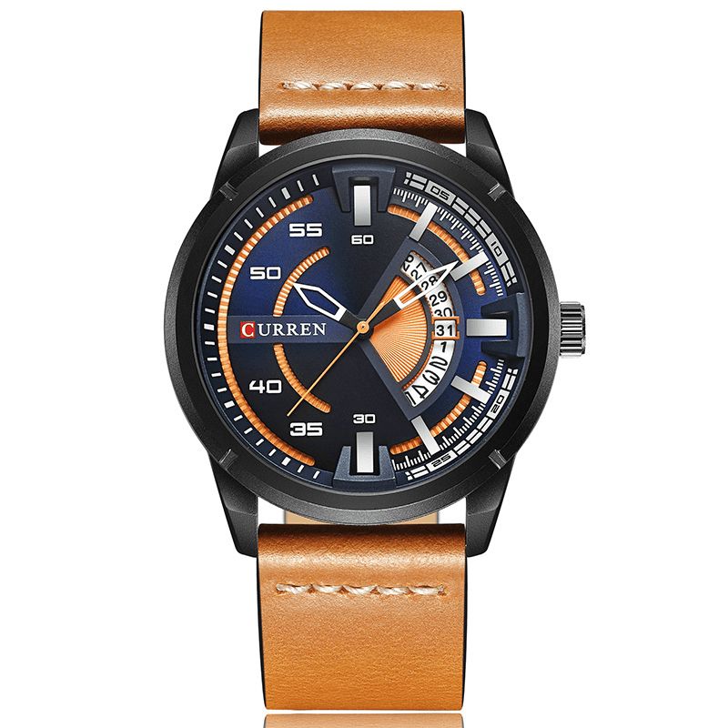 Curren 8298 Moderigtigt Dato Display Quartz ur Læderrem Sport Herreure