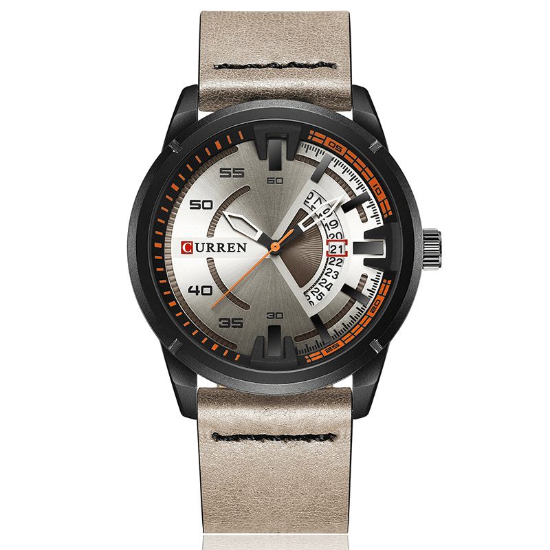 Curren 8298 Moderigtigt Dato Display Quartz ur Læderrem Sport Herreure