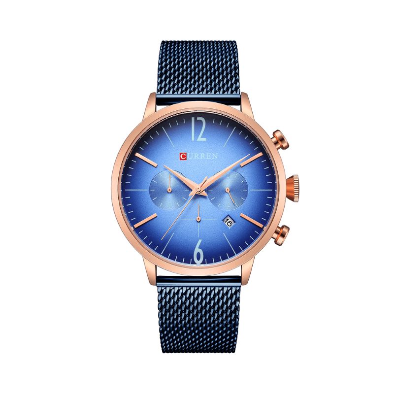 Curren 8313 Herreur Rustfrit Stål Casual Date Vandtæt Quartz ur