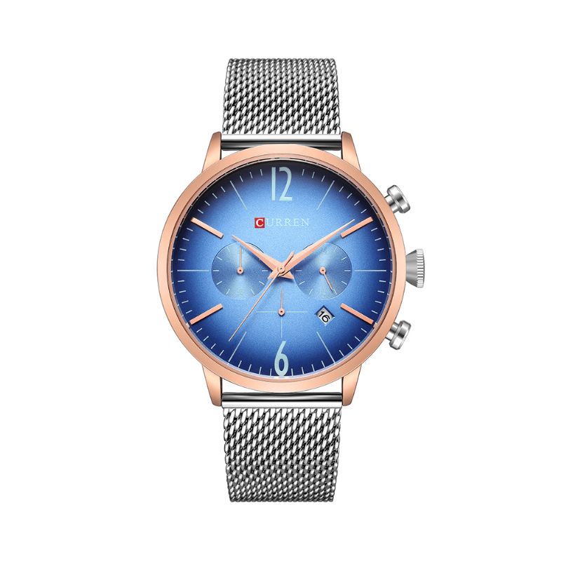 Curren 8313 Herreur Rustfrit Stål Casual Date Vandtæt Quartz ur