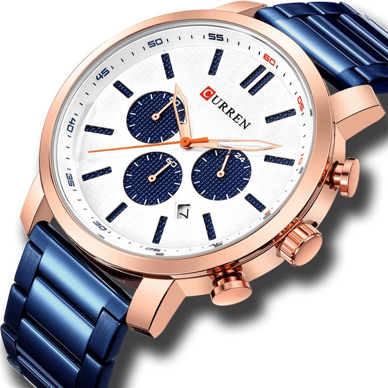 Curren 8315 Chronograph Vandtæt Quartz ur Business Style Armbåndsur Til Mænd