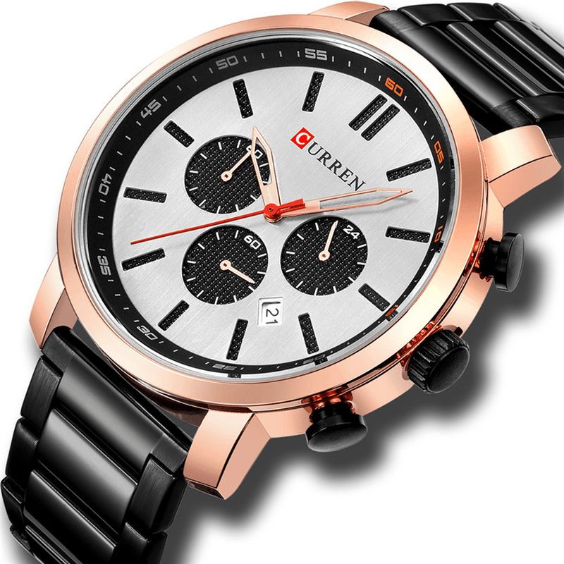 Curren 8315 Chronograph Vandtæt Quartz ur Business Style Armbåndsur Til Mænd