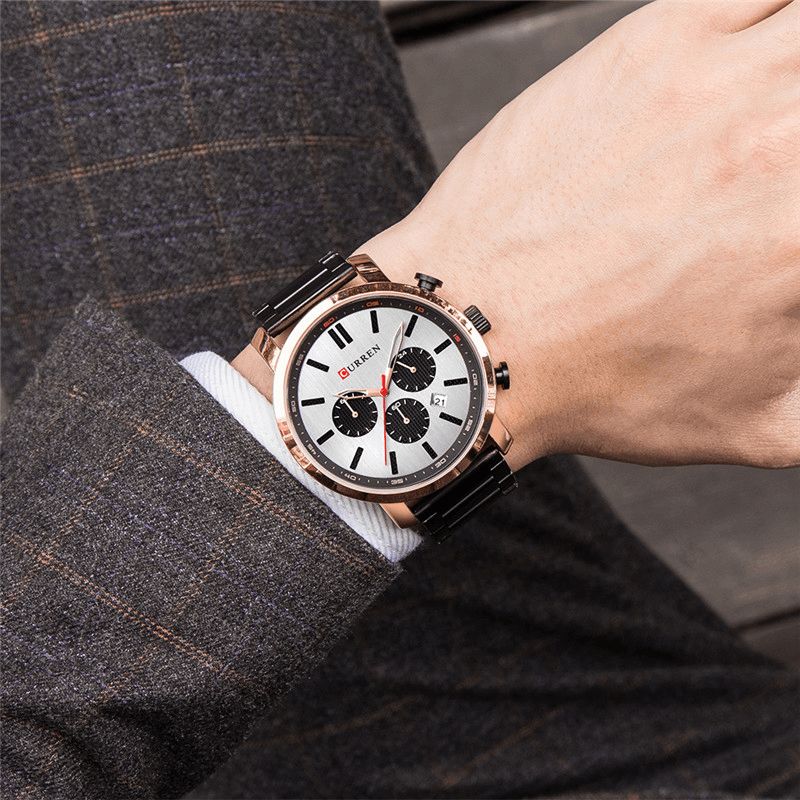 Curren 8315 Chronograph Vandtæt Quartz ur Business Style Armbåndsur Til Mænd