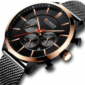 Curren 8340 Chronograph Calendar Mænd Armbåndsur Mesh Steel Band Quartz ur