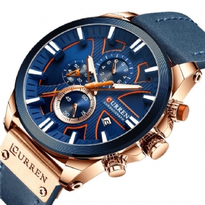 Curren 8346 Chronograph Sport Herre Armbåndsur Læderur Band Quartz ur