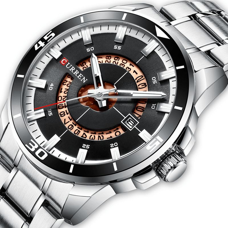 Curren 8359 Calendar Full Steel Business Style Mænd Vandtæt Quartz ur