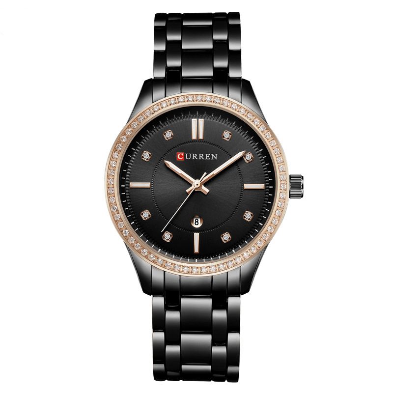 Curren 9010 Vandtæt Krystal Elegant Design Dame Armbåndsur Dato Display Quartz ur