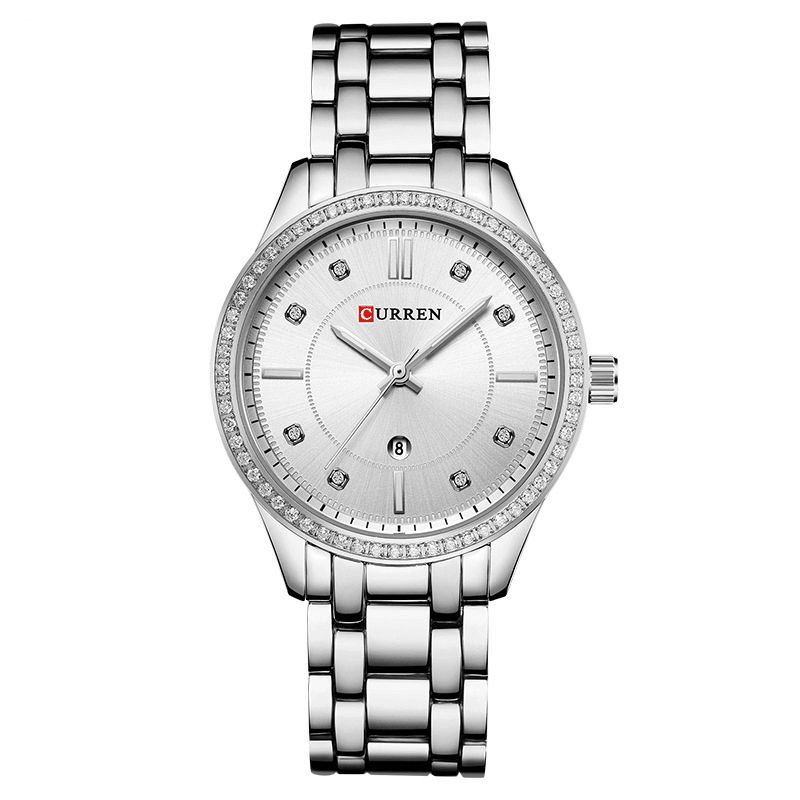 Curren 9010 Vandtæt Krystal Elegant Design Dame Armbåndsur Dato Display Quartz ur