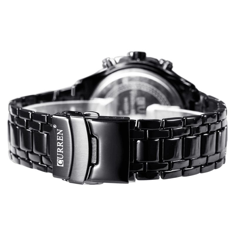 Curren Business Mode Time Display Rustfrit Stål Band 3Atm Vandtæt Herre Armbåndsur Quartz ur