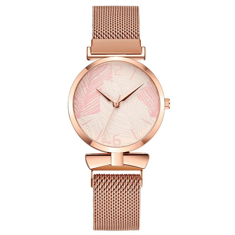 Deffrun A0507 Ultratynd Casual Style Kvinder Armbåndsur Træmønster Urskive Rose Guld Legering Urkasse Quartz ur