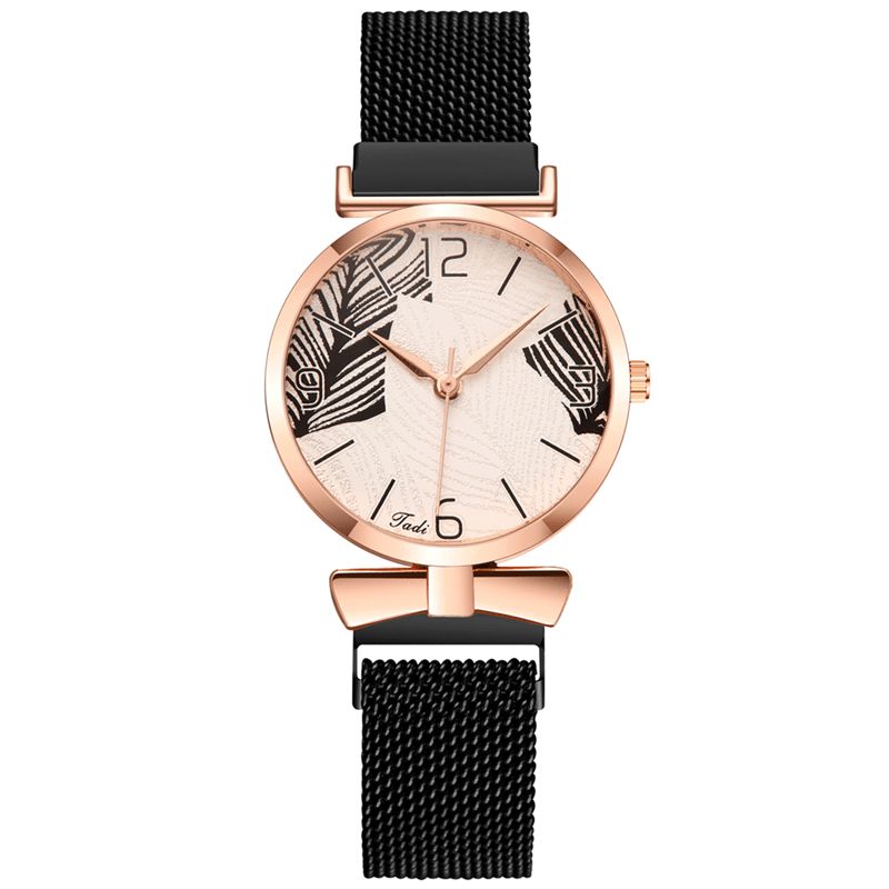 Deffrun A0507 Ultratynd Casual Style Kvinder Armbåndsur Træmønster Urskive Rose Guld Legering Urkasse Quartz ur