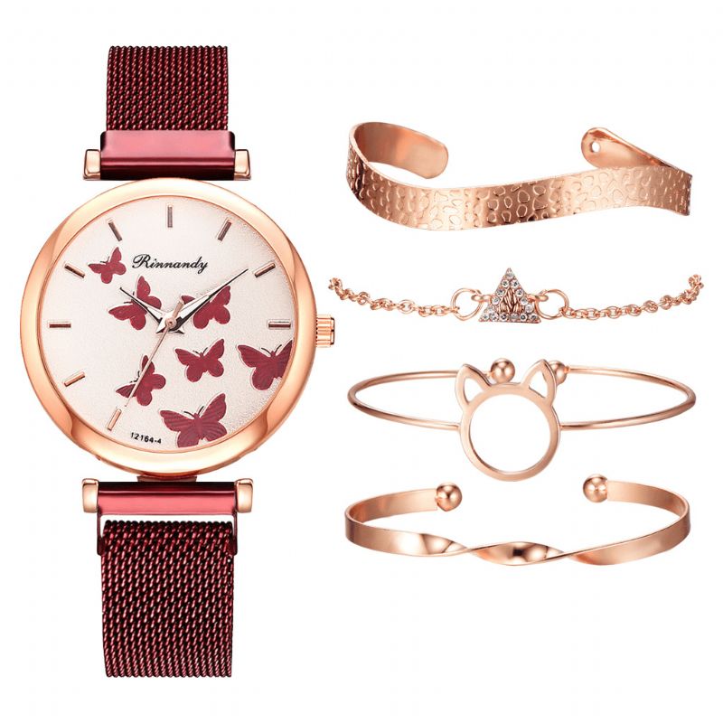 Deffrun Casual Style Kvinder Armbåndsur Med Armbånd Sæt Fuld Legering Elegant Design Quartz ur