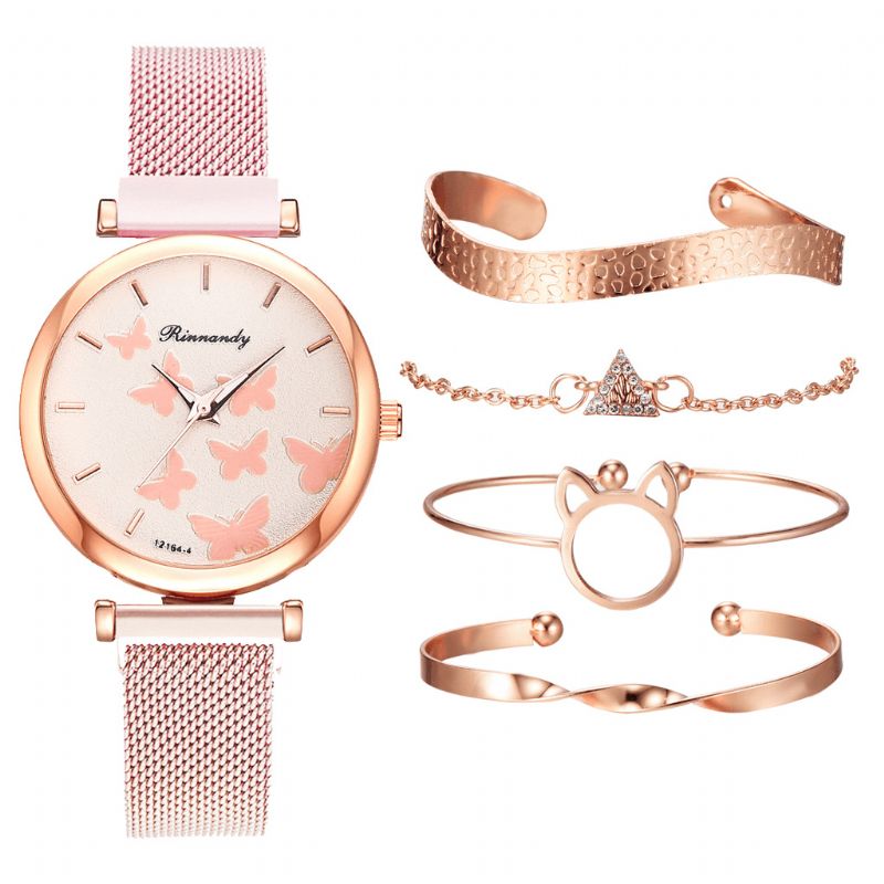 Deffrun Casual Style Kvinder Armbåndsur Med Armbånd Sæt Fuld Legering Elegant Design Quartz ur