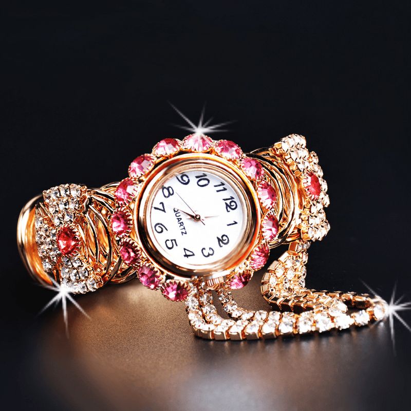 Deffrun Crystal Retro Style Kvinder Armbånd Watch Brudekjole Quartz Ure