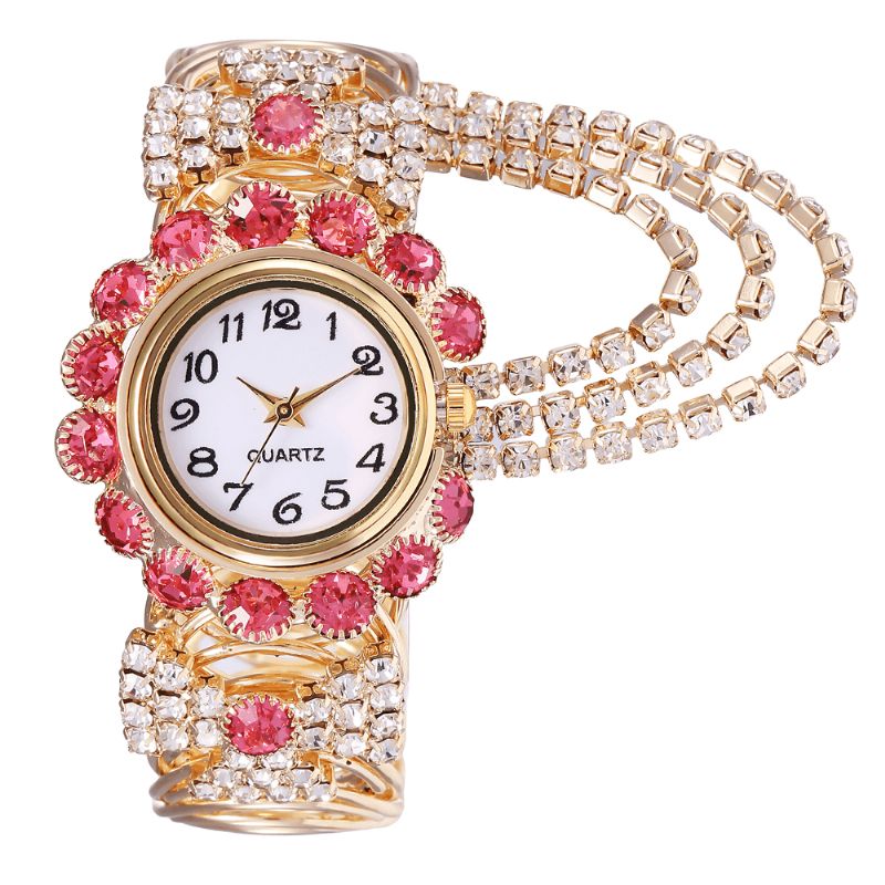 Deffrun Crystal Retro Style Kvinder Armbånd Watch Brudekjole Quartz Ure