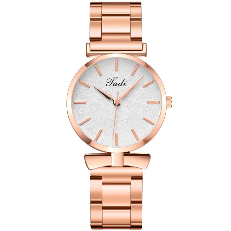 Deffrun Elegant Design No Number Dial Casual Dame Armbåndsur Rose Gold Urkasse Fuld Legering Quartz ur