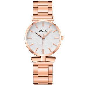 Deffrun Elegant Design No Number Dial Casual Dame Armbåndsur Rose Gold Urkasse Fuld Legering Quartz ur