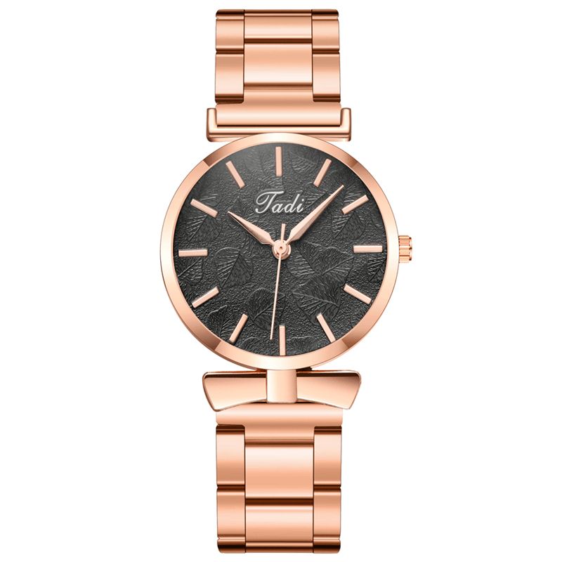 Deffrun Elegant Design No Number Dial Casual Dame Armbåndsur Rose Gold Urkasse Fuld Legering Quartz ur