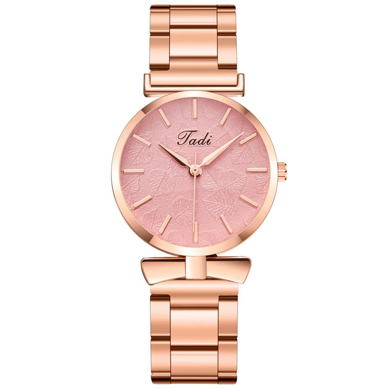 Deffrun Elegant Design No Number Dial Casual Dame Armbåndsur Rose Gold Urkasse Fuld Legering Quartz ur