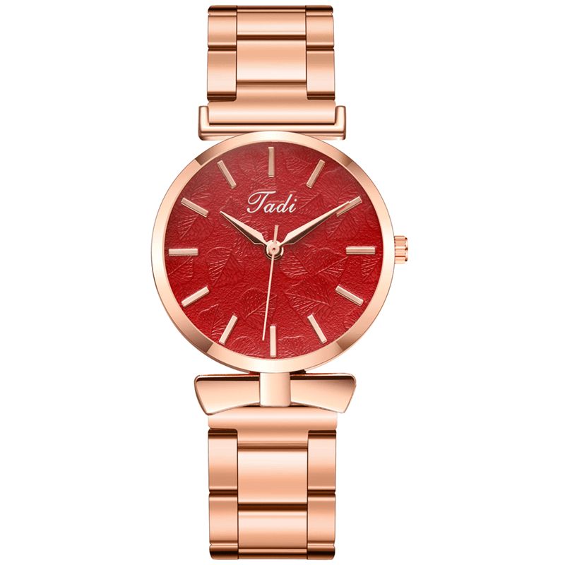 Deffrun Elegant Design No Number Dial Casual Dame Armbåndsur Rose Gold Urkasse Fuld Legering Quartz ur